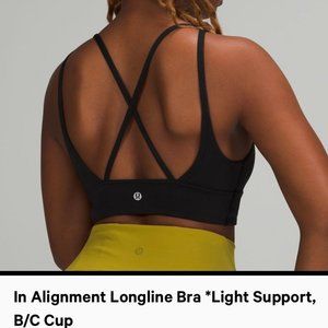 Black Lululemon In Alignment Longline Bra - Size 4